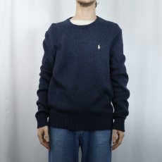 画像2: POLO Ralph Lauren ロゴ刺繍 コットン×リネンニットセーター NAVY L (2)