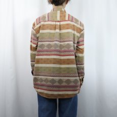 画像3: 90's THE TERRITORY AHEAD ボーダー柄織り コットンシャツ XL (3)