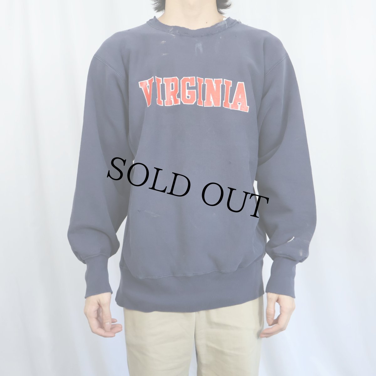 画像2: 90's Champion REVERSE WEAVE "VIRGINIA" プリントスウェット NAVY  (2)