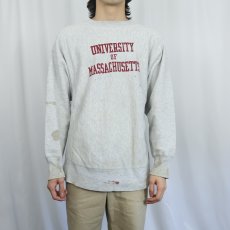画像2: 80's Champion REVERSE WEAVE USA製 トリコタグ "UNIVERSITY OF MASSACHUSETTS" プリントスウェット L (2)