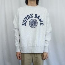 画像2: Champion REVERSE WEAVE "NORTRE DAME" プリントスウェット L (2)