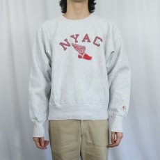画像2: 90〜2000's Champion 青刺繡タグ "NYAC" ウイングフット プリントスウェット M (2)