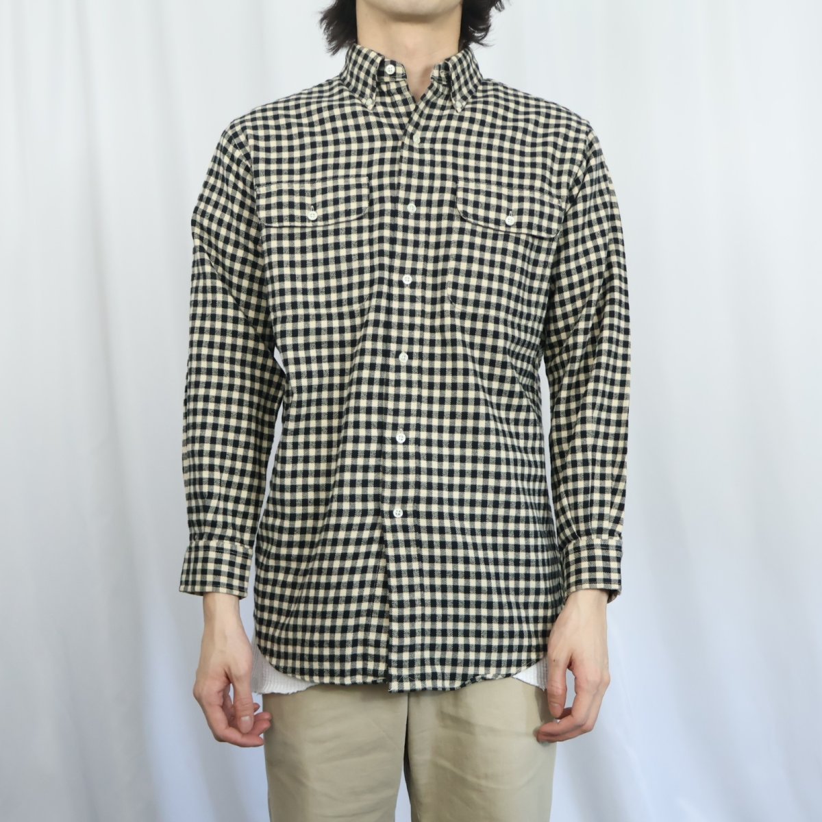 画像2: Ralph Lauren ３点留め "RL WORKSHIRT" ギンガムチェック柄 コットンボタンダウンシャツ S (2)