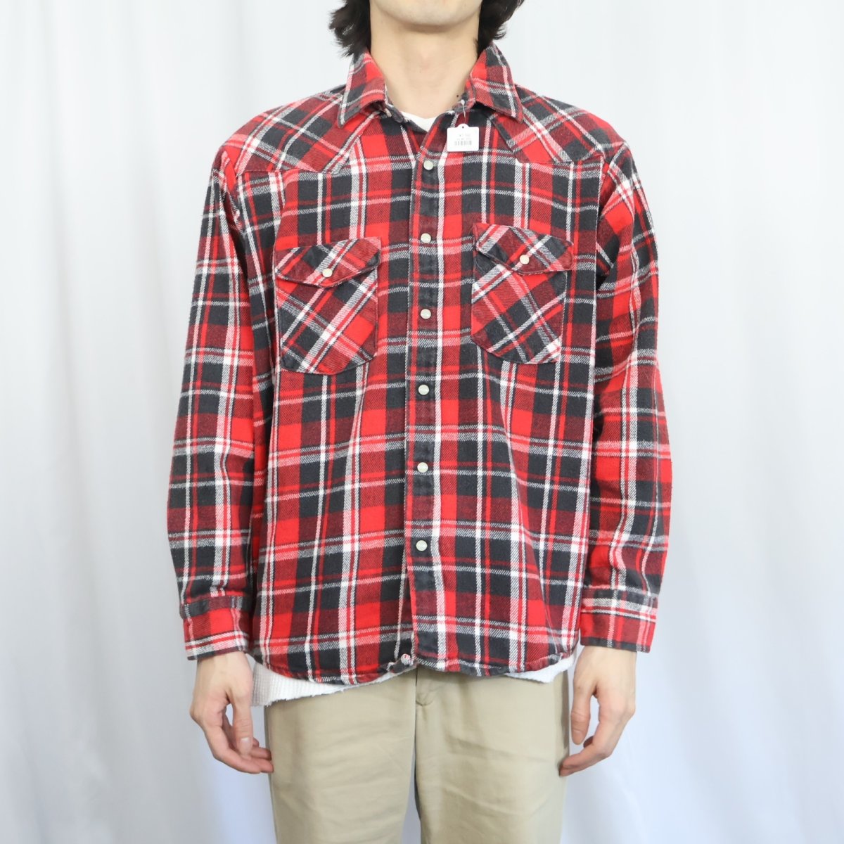 画像2: 80's DAKOTA by FIVE BROTHER USA製 チェック柄 ヘビーネルウエスタンシャツ L (2)