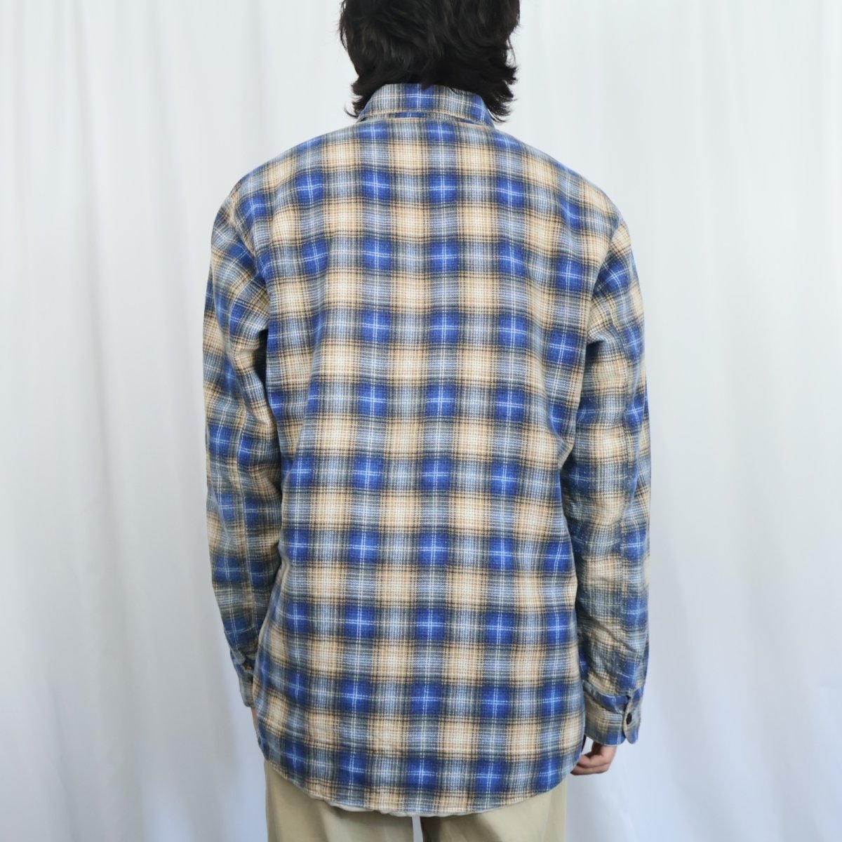 画像3: 70's Sears USA製 "PERMA PREST" キルティングライナー チェック柄  ヘビーネルシャツ L (3)