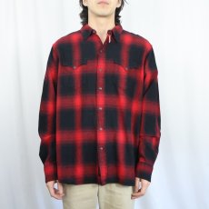 画像2: POLO Ralph Lauren オンブレーチェック柄 ヘビーネルウエスタンシャツ XL (2)