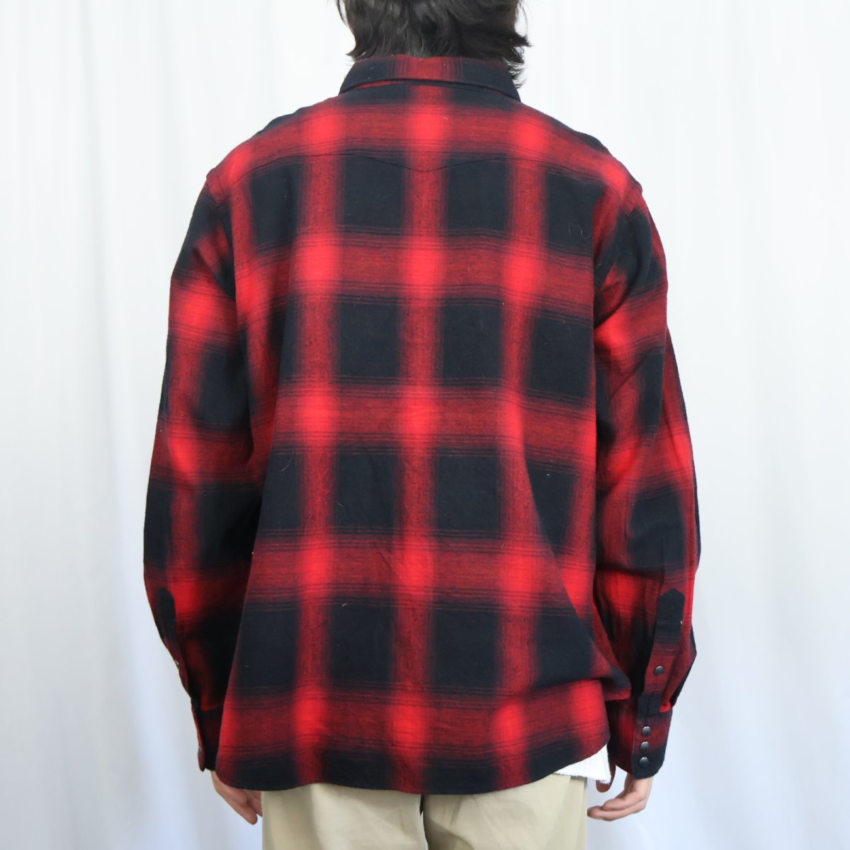 画像3: POLO Ralph Lauren オンブレーチェック柄 ヘビーネルウエスタンシャツ XL (3)