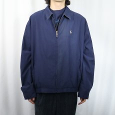 画像2: POLO Ralph Lauren ロゴ刺繡 チンスト付き ポリエステルスイングトップ NAVY XXL (2)