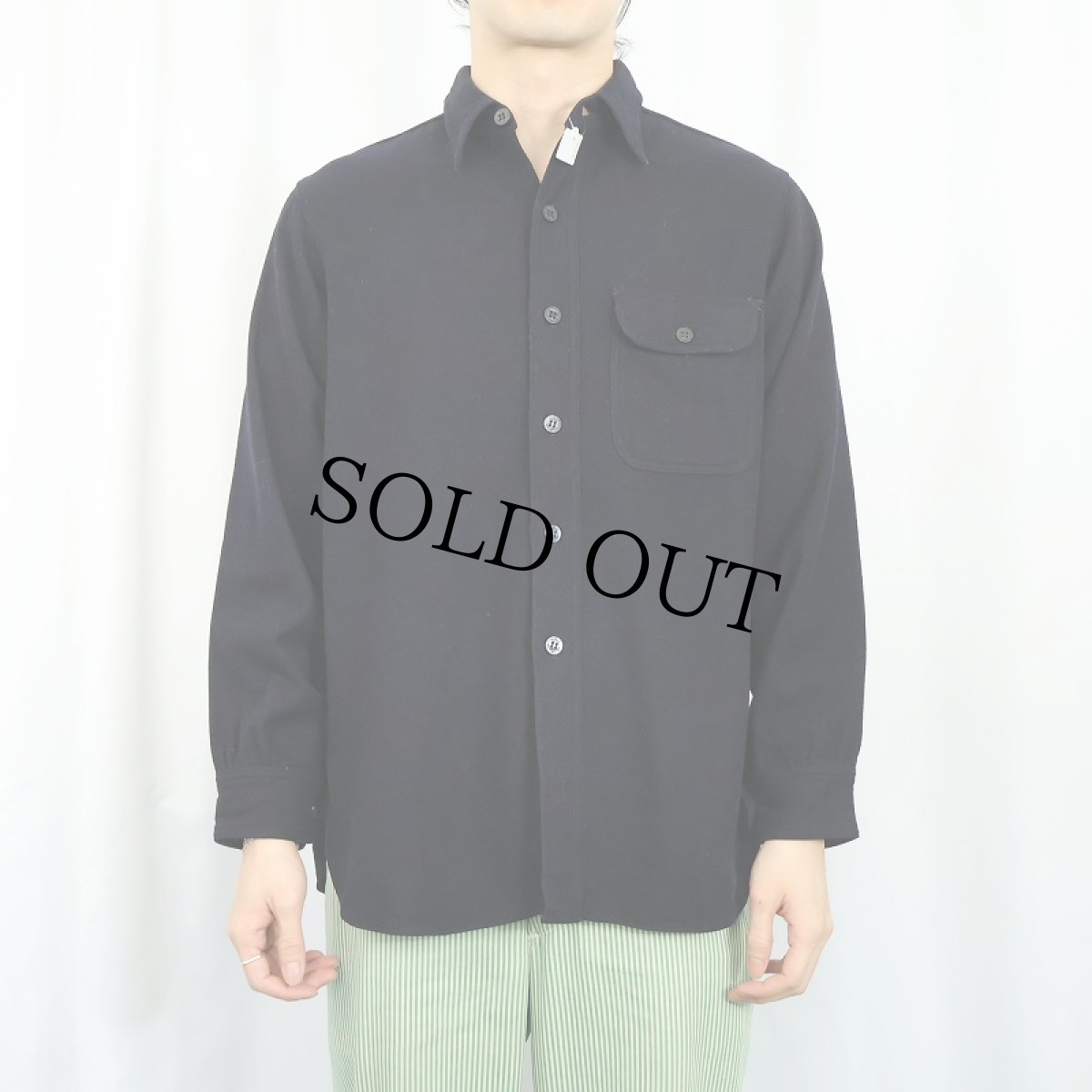 画像2: 40's U.S.NAVY NAVAL CLOTHING FACTORY CPOシャツ NAVY (2)