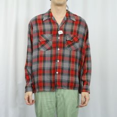 画像2: 60's Alexander's チェック柄 レーヨンシャツ XL (2)