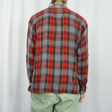 画像3: 60's Alexander's チェック柄 レーヨンシャツ XL (3)
