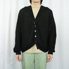 画像2: 60〜70's ROGER KENT アルパカウール ニットカーディガン BLACK L (2)