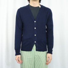 画像2: 60〜70's SAKS FIFTH AVENUE カシミアニットカーディガン NAVY SIZE38 (2)