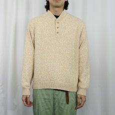 画像2: 90's LANDS' END USA製 ヘンリーネック コットンニットセーター M (2)