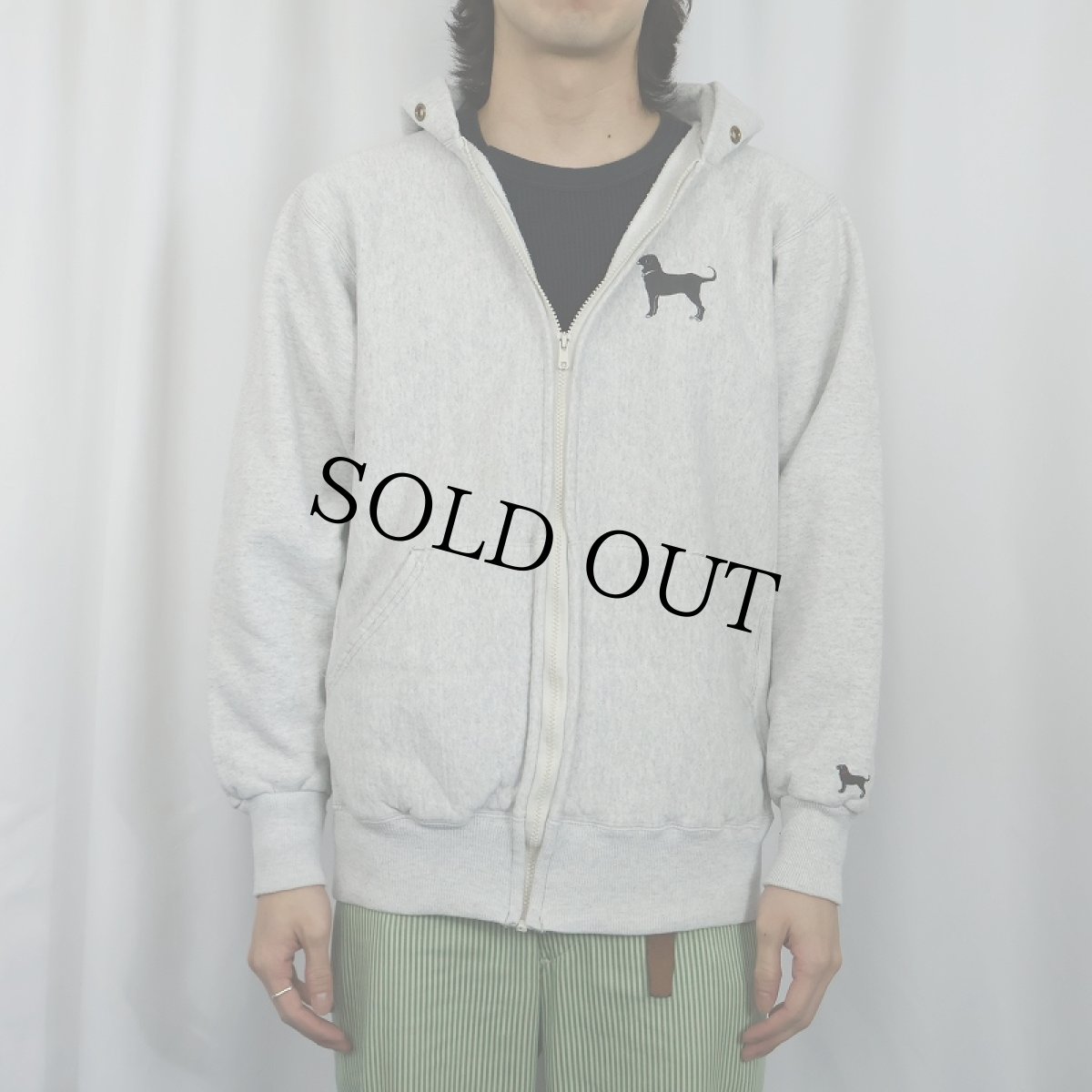 画像2: 90's The Black Dog USA製 REVERSE WEAVE TYPE 犬プリント スウェットジップパーカー L (2)