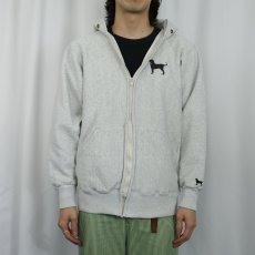 画像2: 90's The Black Dog USA製 REVERSE WEAVE TYPE 犬プリント スウェットジップパーカー L (2)