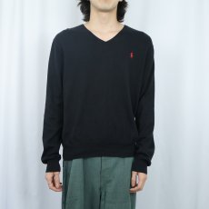 画像2: POLO Ralph Lauren Vネック ピマコットン ニットセーター BLACK M (2)