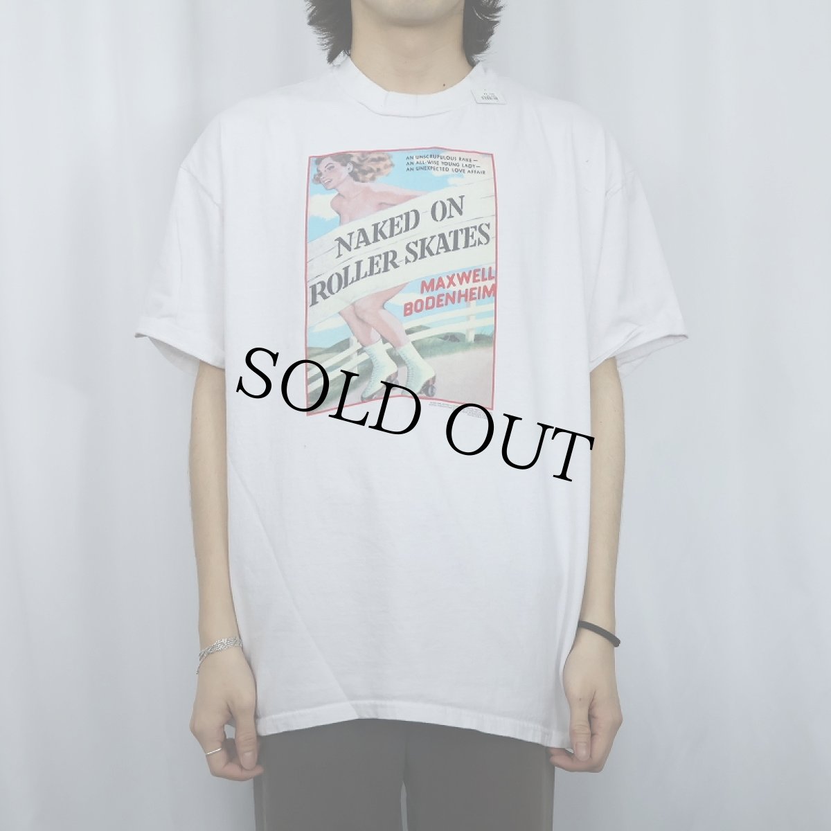 画像2: 90's MAXWELL BODENHEIM "NAKED ON ROLLER SKATES" ポスタープリントTシャツ XL (2)