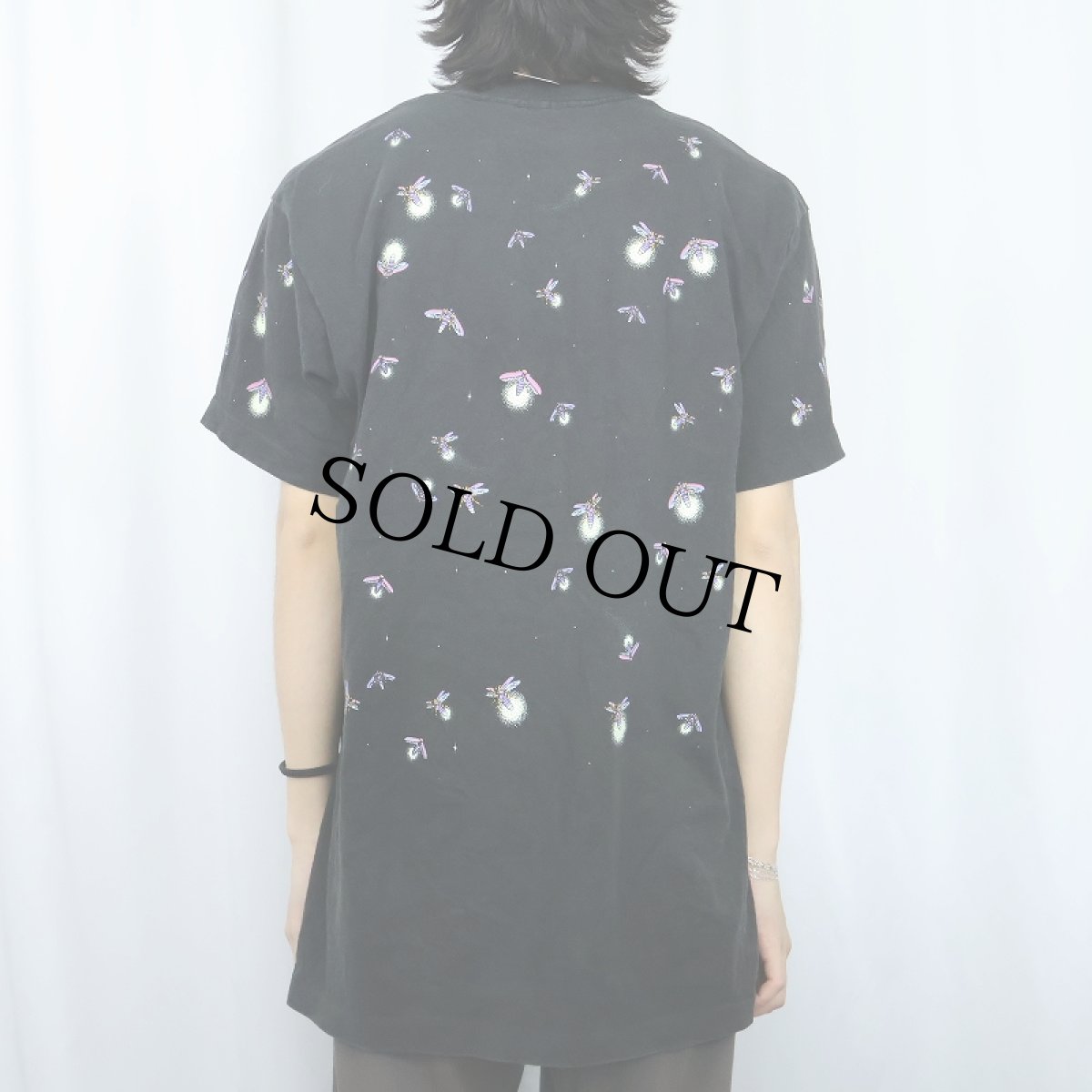 画像3: 90's DAN GILBERT USA製 ホタル×蓄光 プリントTシャツ BLACK L (3)