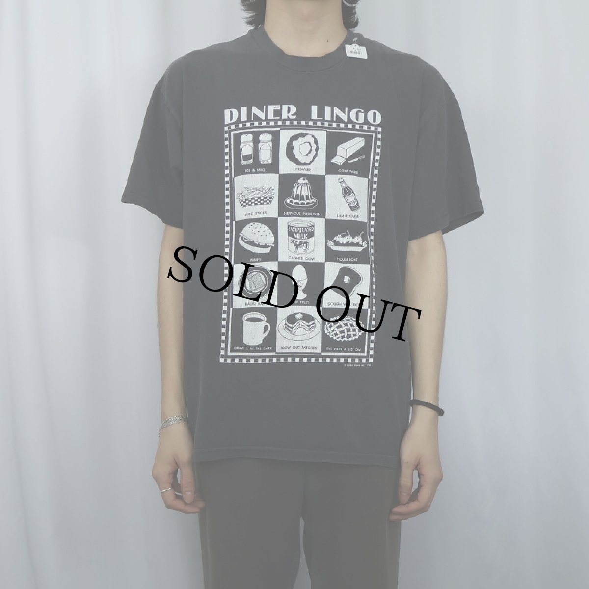 画像2: 90's USA製 "DINER LINGO" プリントTシャツ BLACK XL (2)