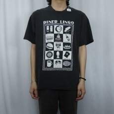 画像2: 90's USA製 "DINER LINGO" プリントTシャツ BLACK XL (2)