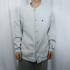 画像2: 90's Champion REVERSE WEAVE USA製 目付き フルスナップ スウェットカーディガン L  (2)