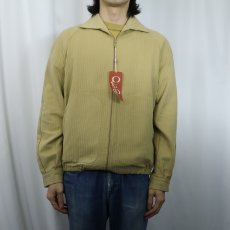 画像2: 〜80's ITALY製 ストライプ柄織り コットンジップジャケット タグ付き SIZE48 (2)