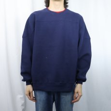 画像2: 90's RUSSELL ATHLETIC USA製 ダブルネック 無地スウェット NAVY XXL (2)