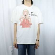 画像2: 90's Mike Scovel "Me? Stressed?" イラストプリントTシャツ (2)