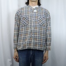 画像2: 〜60's チェック柄 カットオフ プリントネルシャツ (2)