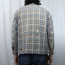 画像3: 〜60's チェック柄 カットオフ プリントネルシャツ (3)