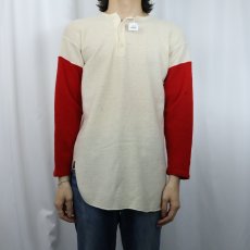 画像2: 50's〜 2トーン マチ付き ヘンリーネック ウールニットセーター (2)