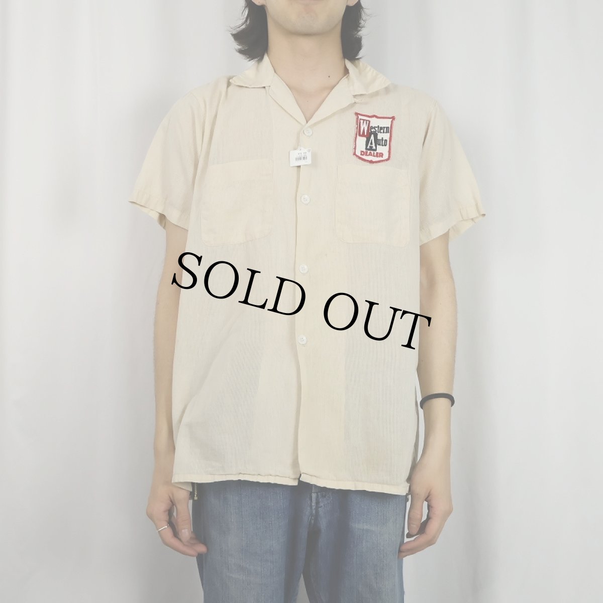 画像2: 50〜60's Industrial Uniform Co. ワッペン付き オープンカラーシャツ (2)