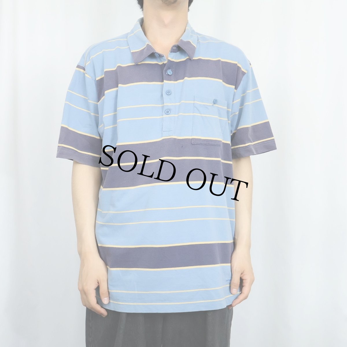 画像2: 2000's Patagonia "ORGANIC COTTON" ボーダー柄 コットンポロシャツ L (2)