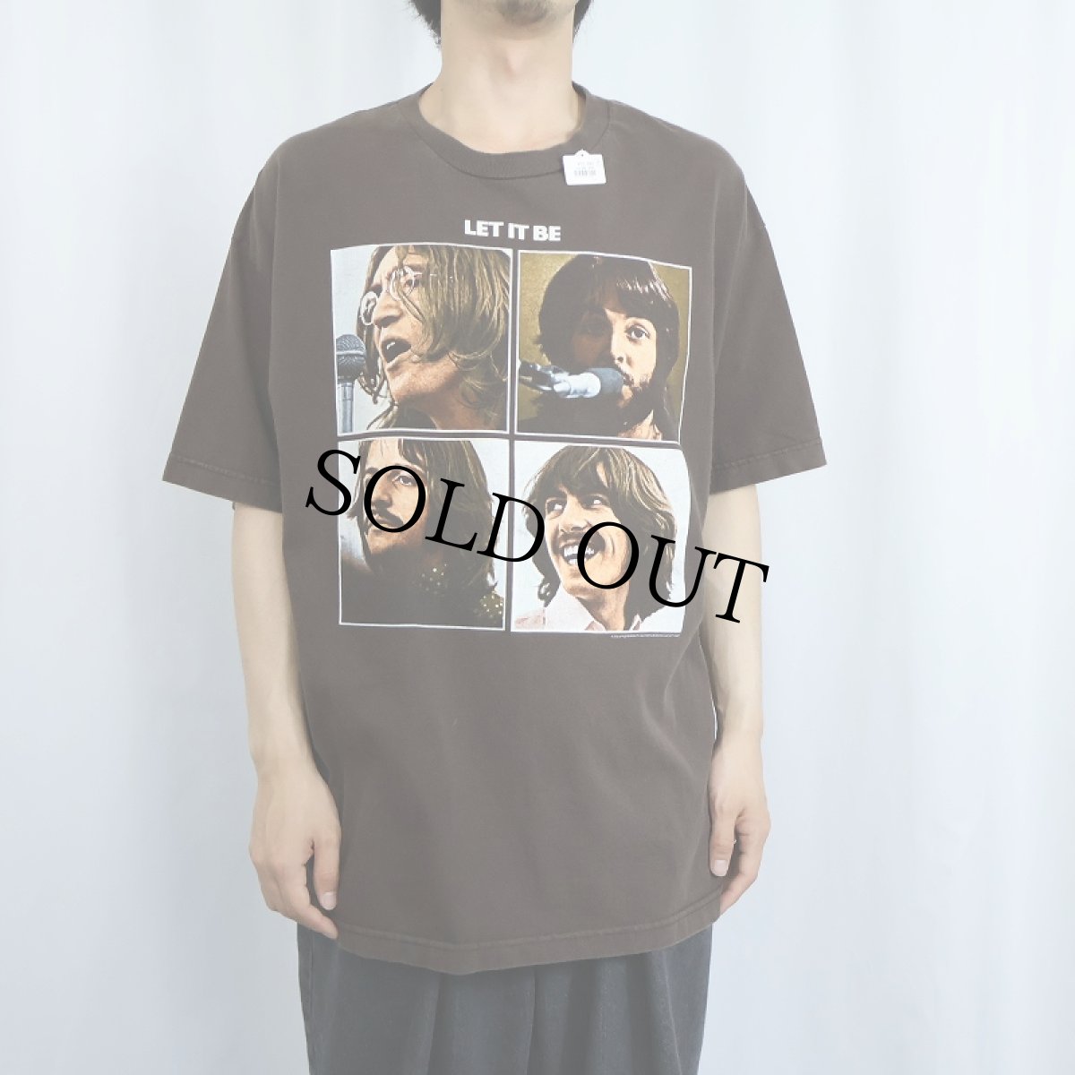 画像2: 2000's THE BEATLES "LET IT BE" ロックバンドプリントTシャツ BROWN XL (2)