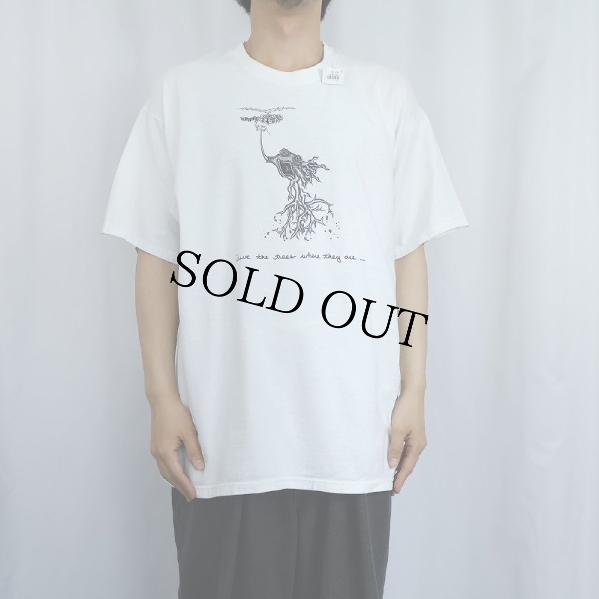 画像2: 2000's "Leave the trees where they are." イラストプリントTシャツ XL (2)
