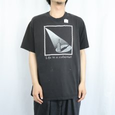 画像2: 90's USA製 "Life is a Cabernet" ワインボトルプリントTシャツ BLACK XL (2)