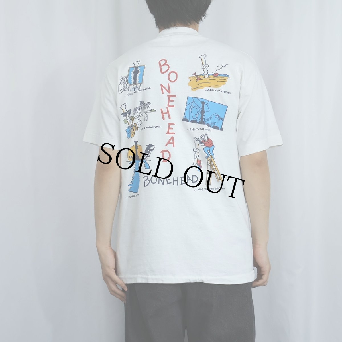 画像4: 80〜90's USA製 "BONEHEAD" イラストプリントTシャツ L (4)