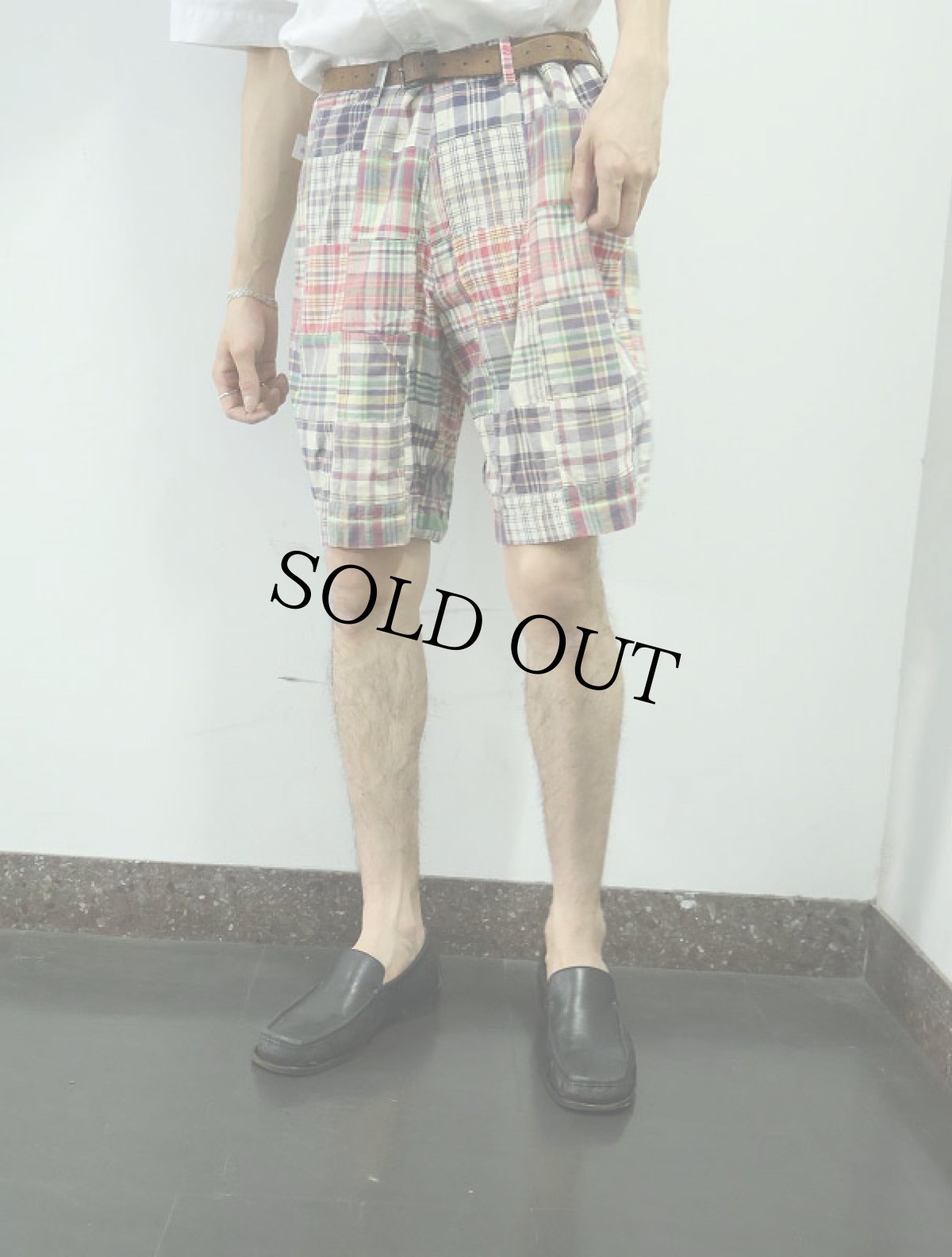 画像4: POLO Ralph Lauren インディアンマドラスチェック柄 パッチワークショーツ W35 (4)