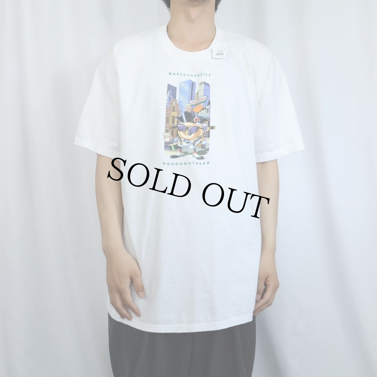 画像2: 90's Krispy Kreme Doughnuts "MASSACHUSETTS DOUGHNUTHEAD" ドーナツショップ キャラクタープリントTシャツ L (2)