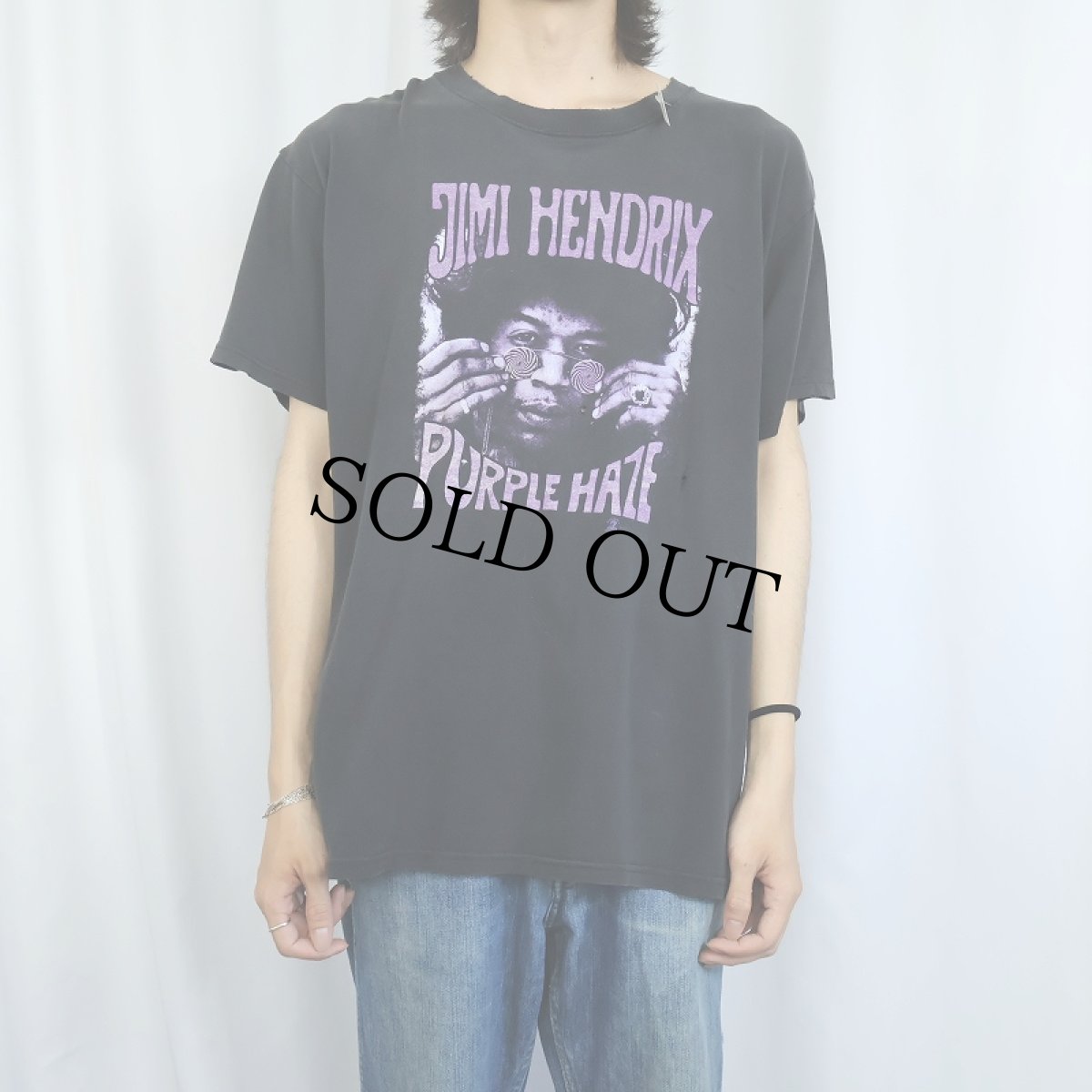 画像2: 2000's Jimi Hendrix "Purple Haze" ミュージシャンプリントTシャツ BLACK (2)
