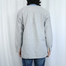 画像3: 80〜90's BRINK INDUSTRY ストライプ柄 バンドカラー リネン×コットンシャツ M (3)