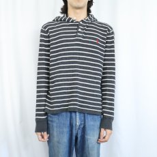 画像2: POLO Ralph Luren ボーダー柄 ヘンリーネック サーマルフーディー L (2)