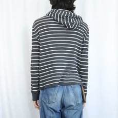 画像3: POLO Ralph Luren ボーダー柄 ヘンリーネック サーマルフーディー L (3)