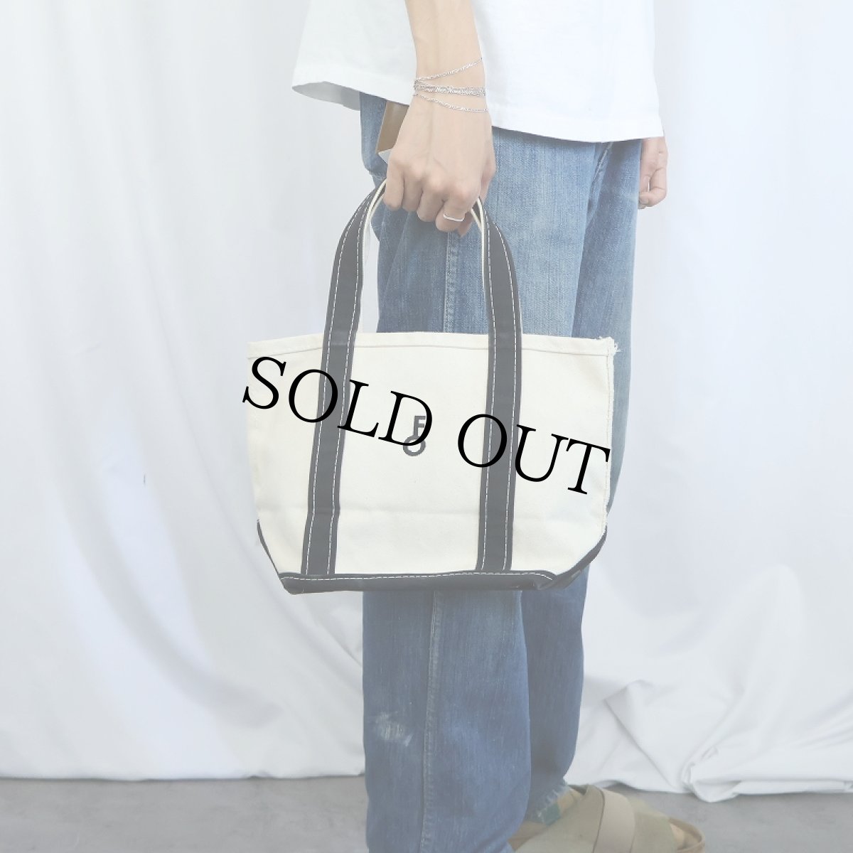 画像2: 90's〜 L.L.Bean USA製 "BOAT AND TOTE" 刺繍入り キャンバストートバッグ BLACK SMALL (2)