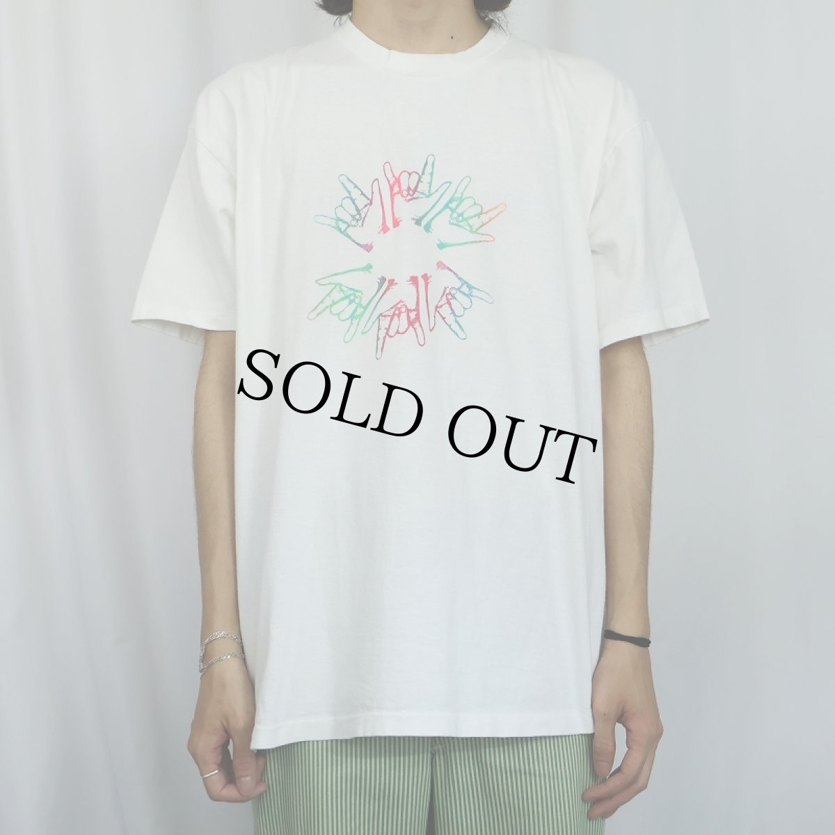 画像3: 90's USA製 "fingerprints press" 手話プリントTシャツ XL (3)