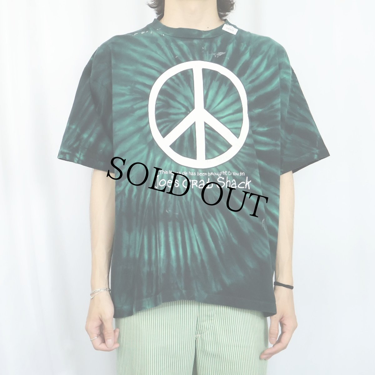 画像3: 90's JOE'S CRAB SHACK USA製 "PEACE LOVE & CRABS" タイダイ レストランプリントTシャツ XL (3)