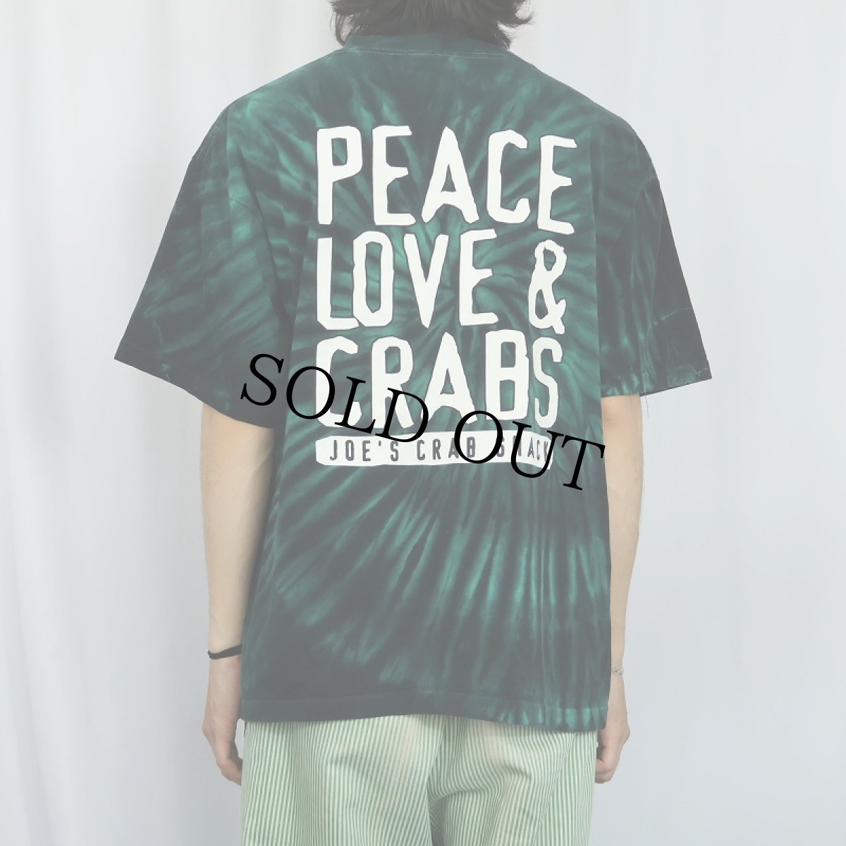 画像4: 90's JOE'S CRAB SHACK USA製 "PEACE LOVE & CRABS" タイダイ レストランプリントTシャツ XL (4)