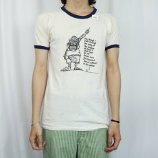 画像3: 70's "Yea, though I walk through..." メッセージプリントリンガーTシャツ (3)