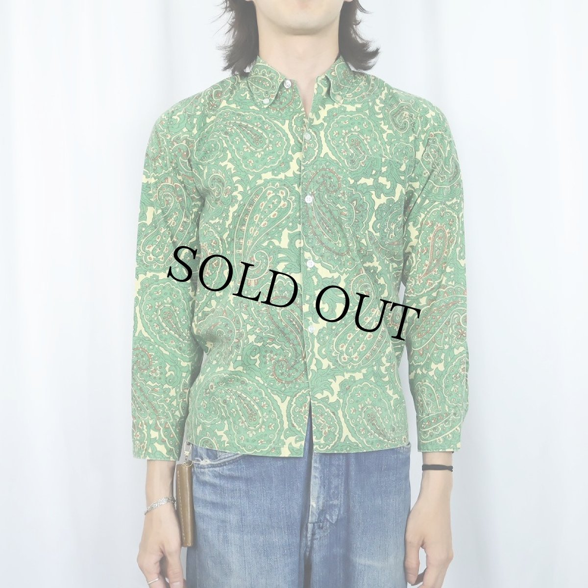 画像2: 【SALE】 60〜70's TOWNCRAFT "PENN-PREST" ペイズリー柄 コットンボタンダウンシャツ SIZE16 (2)